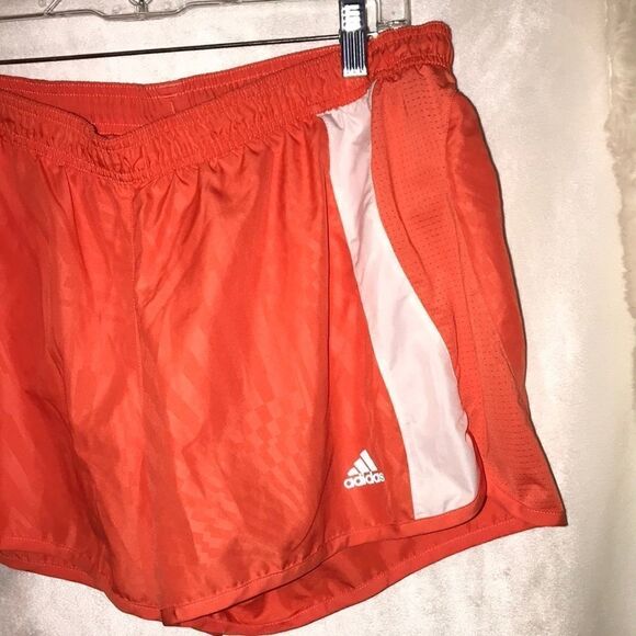 Adidas Women's Athletic Elastic Waist Orange White Running Shorts Size L - Picture 2 of 8